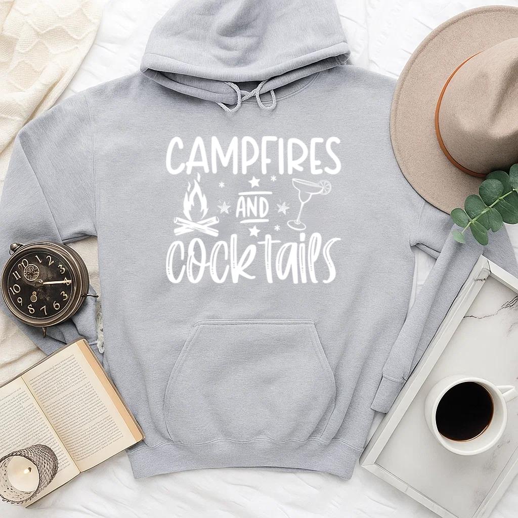 Campfires And Cocktails Funny Camping Hoodie