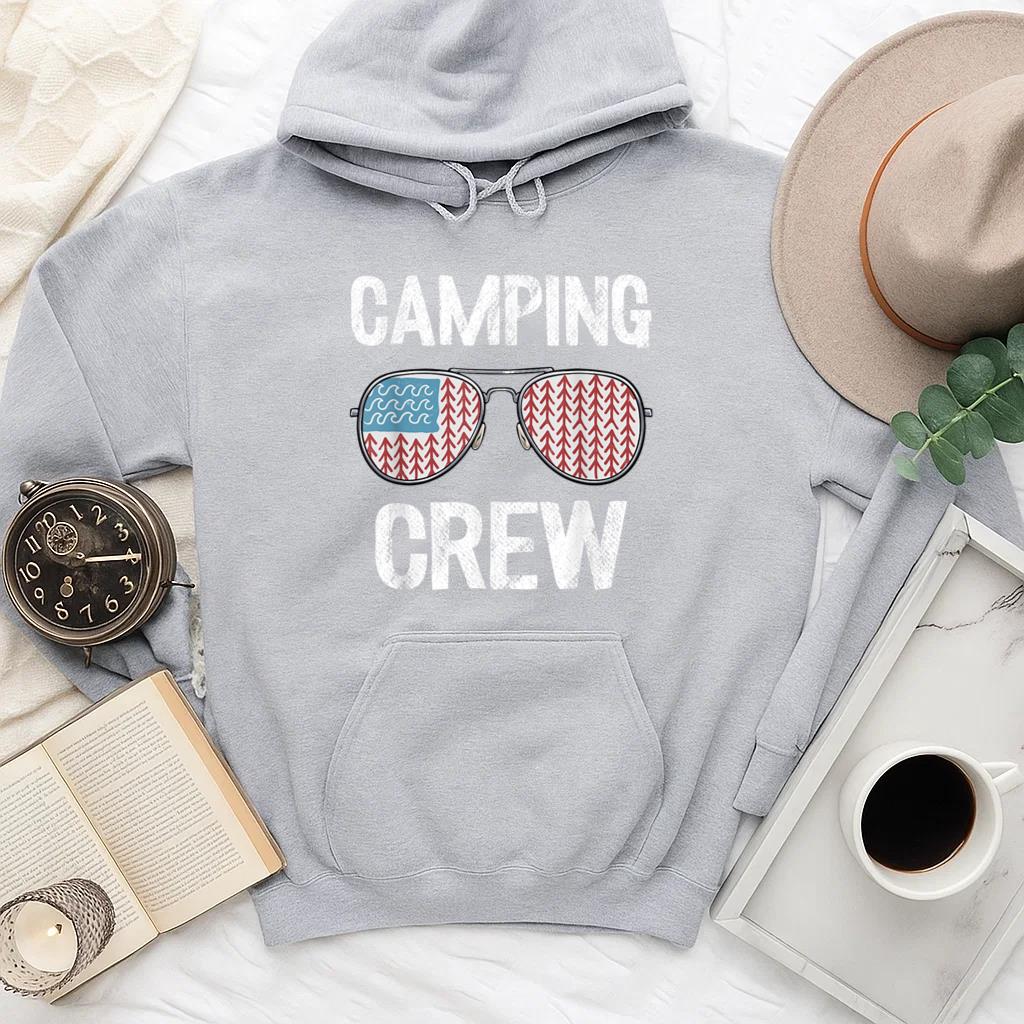 Camping Crew American Flag Hoodie